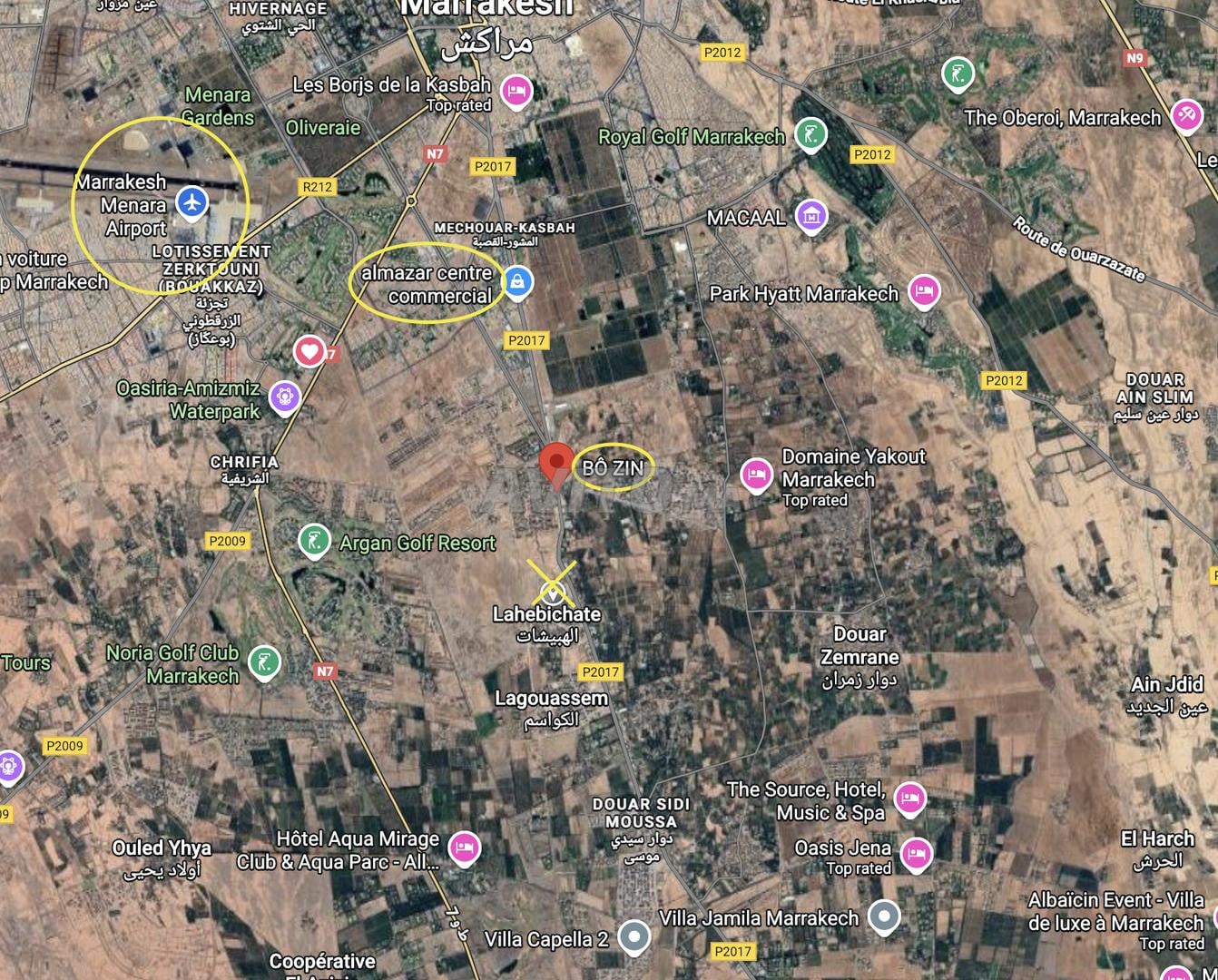 Terrain villa 3 Façades - KM 5 route de l'Ourika